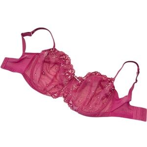 Panache Superbra Ariza Balconette Vibrant Pink Floral Lace Bra - Size: 32HH